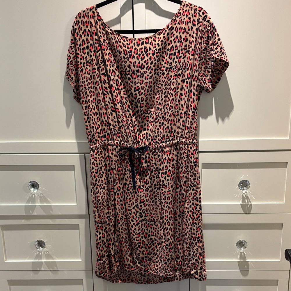 Juicy Couture Women’s Pink Leopard Print Drawstring Waist Dress